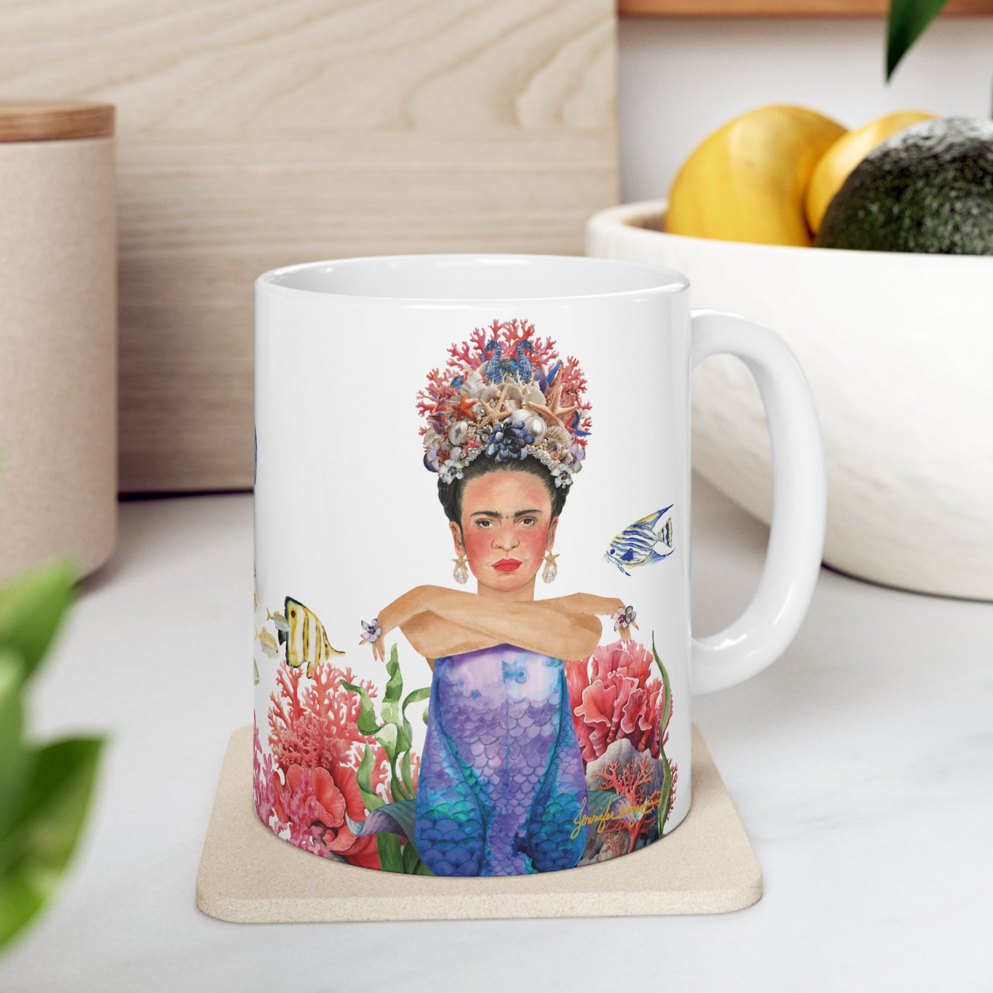 "Mermaids are fearless in depths..." Frida Mermaid Mug