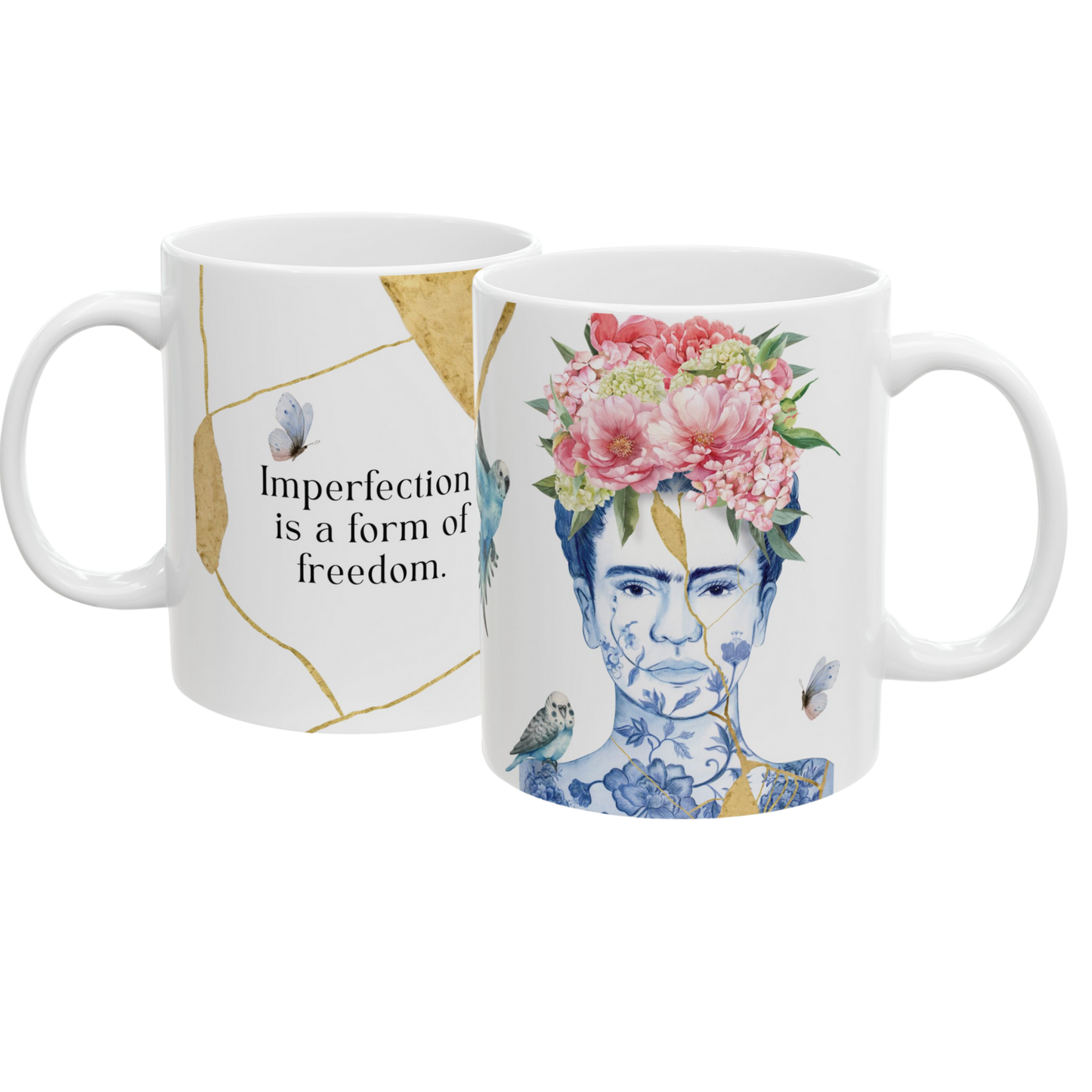 "Imperfection is a Form of Freedom." Kintsugi Frida Mug