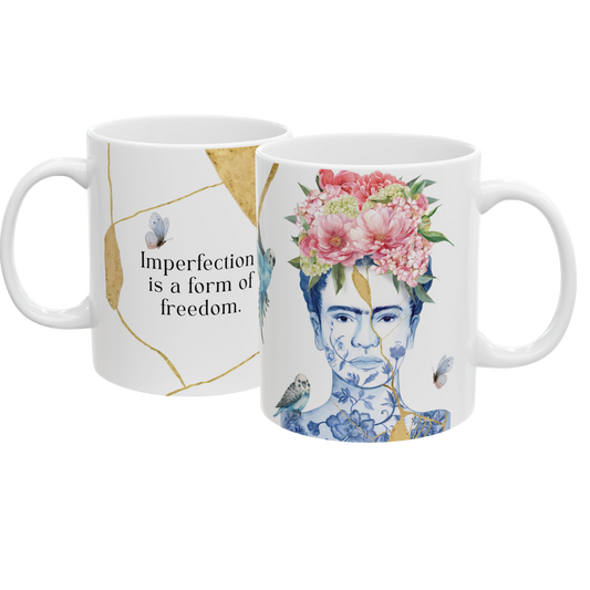 "Imperfection is a Form of Freedom." Kintsugi Frida Mug