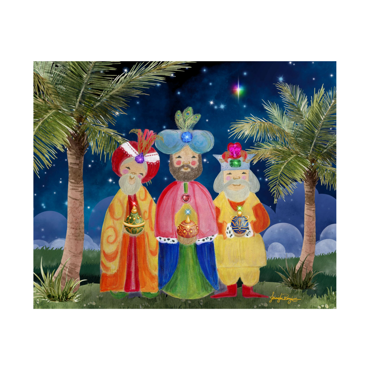 Los Reyes En El Campo Fine Art Paper Print